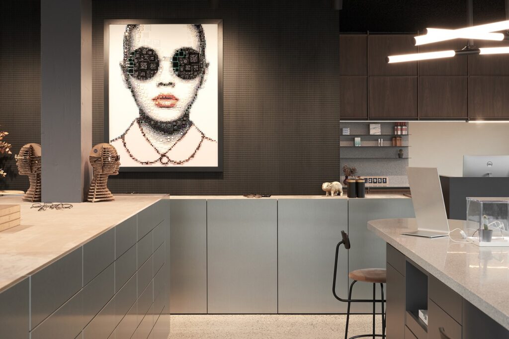 Interieur Daan Optiek Noorderwijk, advieshoek met spiegel